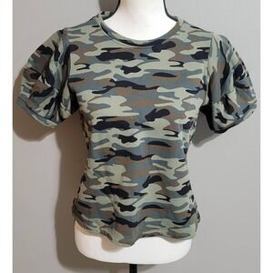 Velvet for Anthropologie Camo Puff Sleeve Tee